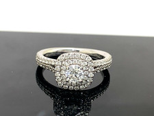 Engagement Ring Diamond Halo 1.00ctw Pave 18k White Gold IGI Women's Size 6.5