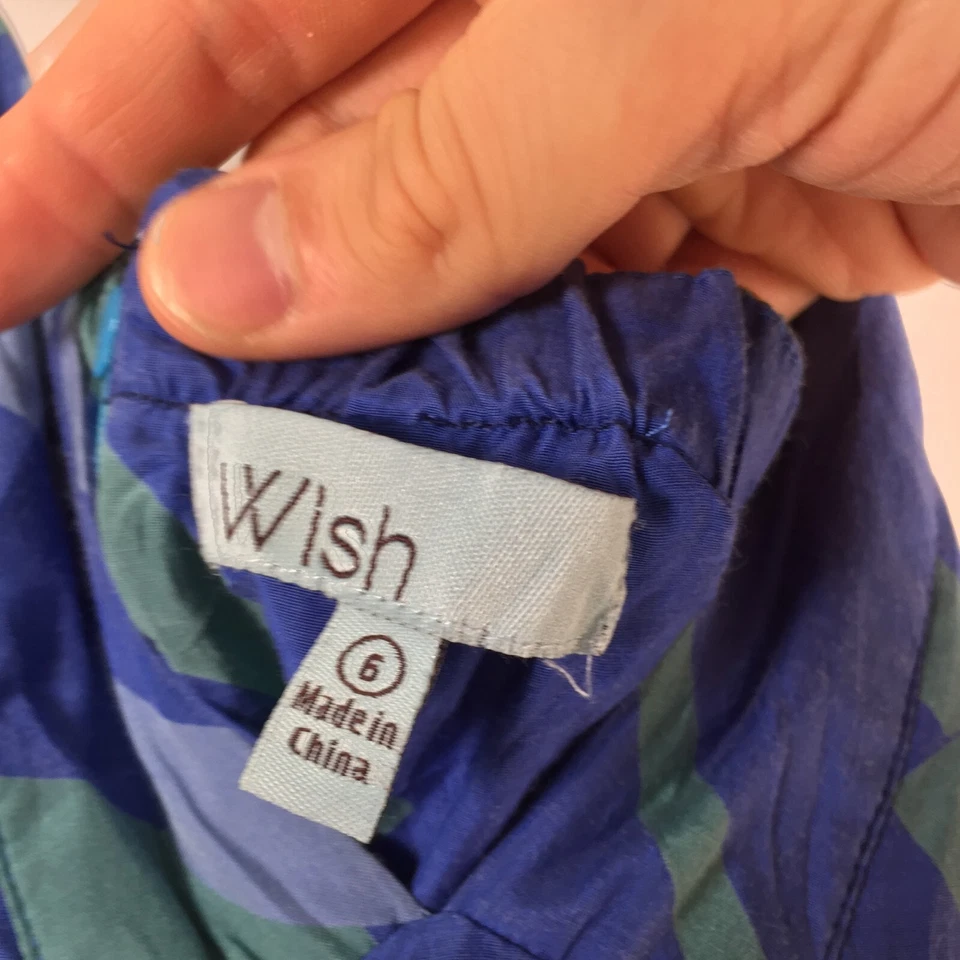 Wish Mujer Vestido Talla 6 Ajuste Acampanado Cuello Halter Azul Floral Sin Mangas 101710 Foto 3 de 4