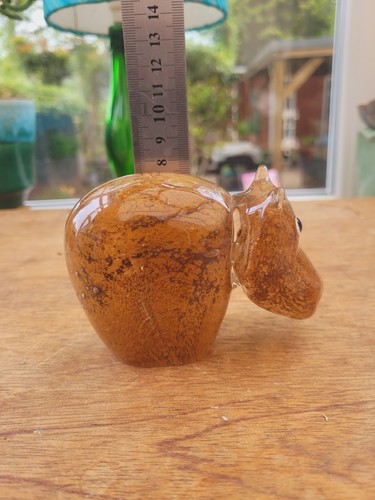 Chunky Hippopotamus / Hippo Glass Paperweight 579g 7x11 cm - Picture 8 of 9