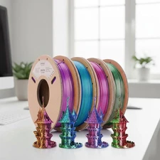 Silk Filament 1.75mm PLA - Dual Color Variety 0.25kg Spools for Creators