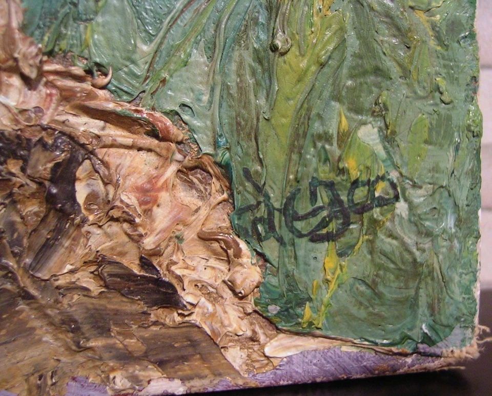 Pintura Floral Impasto Abstracto Brutalista MCM De Colección Años 60 Foto 3 de 4