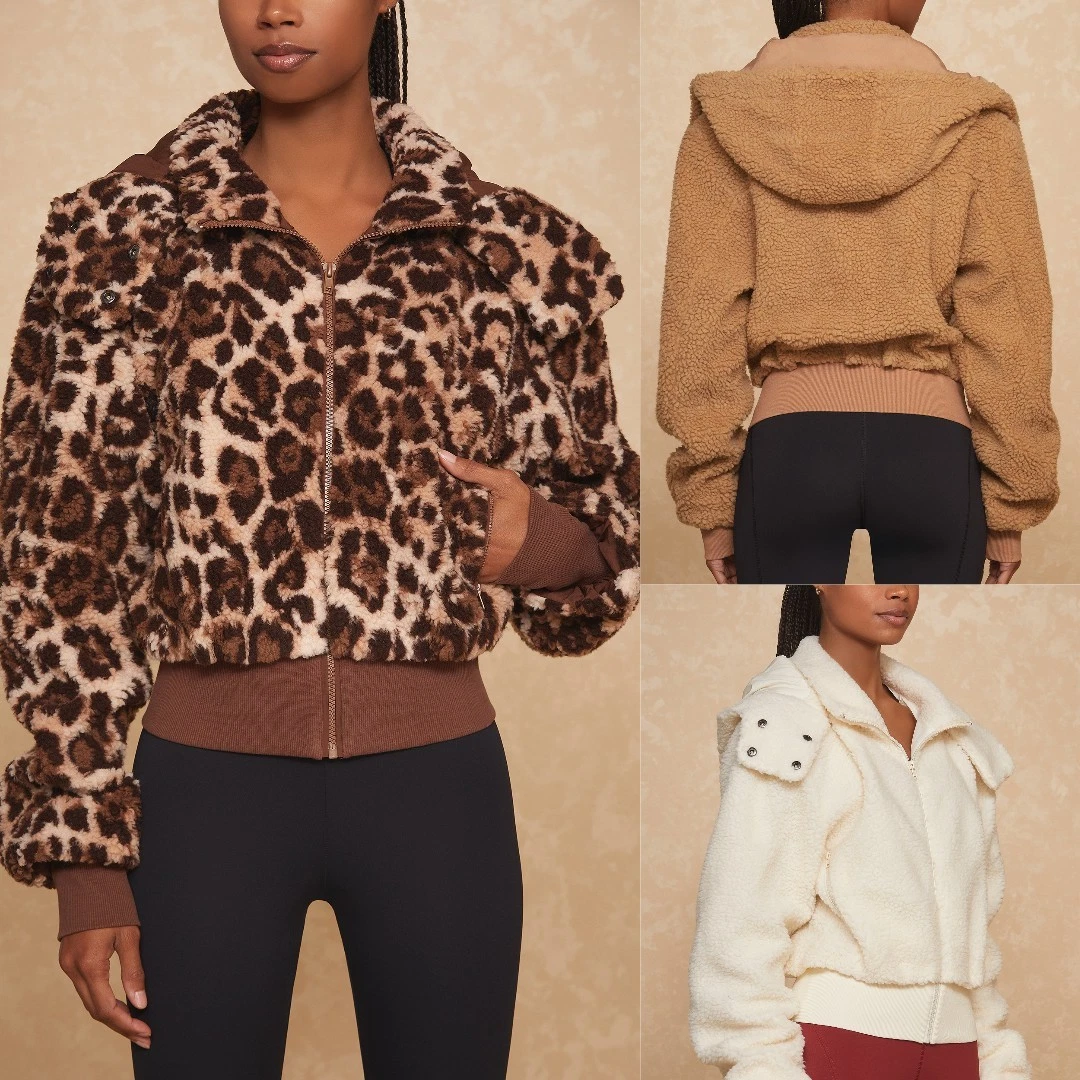 Bianca Sherpa Jacket Cafe Au Lait, Leopard and Pearl THE NOLI SHOP