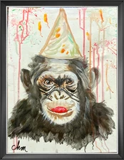CHM ART  EXPRESSIONISM 12X16 Party Chimp Handmade Original Signed Contemporary