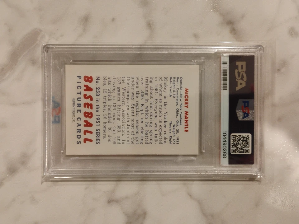 1986 C.C.C. Mickey Mantle Rookie Reprint PSA 9 Only Two 10's - Image 4 of 4