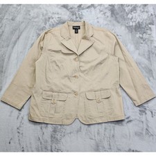 Vintage 90s Style Co Woman Jeans Size 18W Tan Cotton Button Front Utility Casual