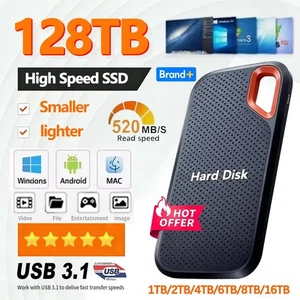 Disque dur externe 8TB Haute capacité de vitesse État solide Usb3.2 Ordinateur portable Mac Et PC