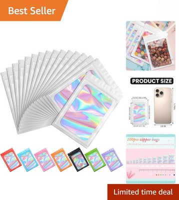 Durable 100 Pcs Waterproof Mylar Bags - Resealable, Odor Proof for Various Uses