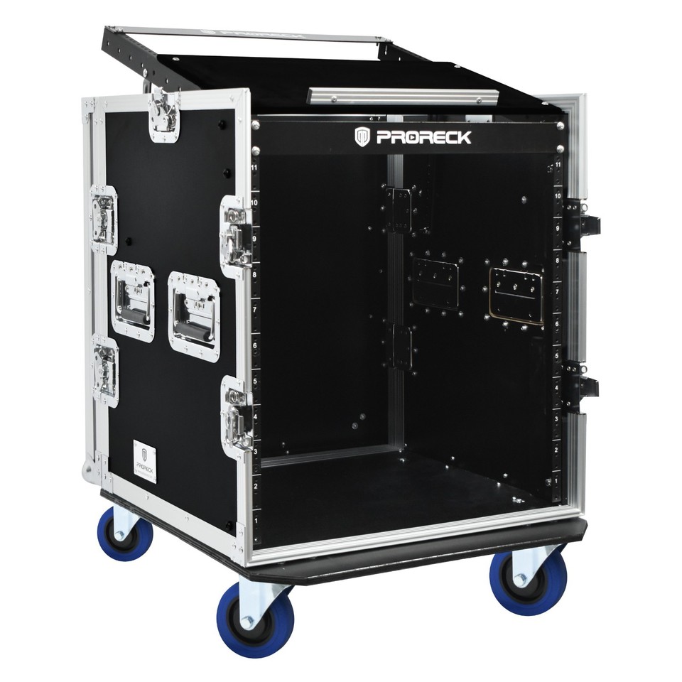 PRORECK 12U Plywood Road Case Slant Mixer Rack 20