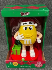 *NIB* M&Ms Christmas Musical & Lights YELLOW M&M Character Candy Dispenser 2019