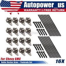 Fits Chevy GMC LS 4.8L 5.3L 5.7L 6.0L 6.2L 16x Roller Rocker Arms + Pushrods Set