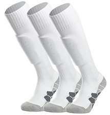Knee High Soccer Socks 1/3/5 Pair Team Sport Cushion Medium 3-pair White-a