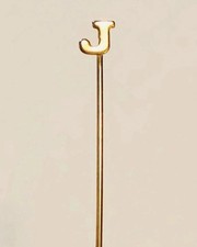 Vintage Gold Tone Initial Letter J Tie Pin Stick Suit Lapel Hat Pin