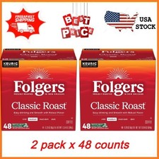 NEW 2 pack Folgers Classic Roast, Medium Roast Coffee Keurig K Cup Pods 48 Count