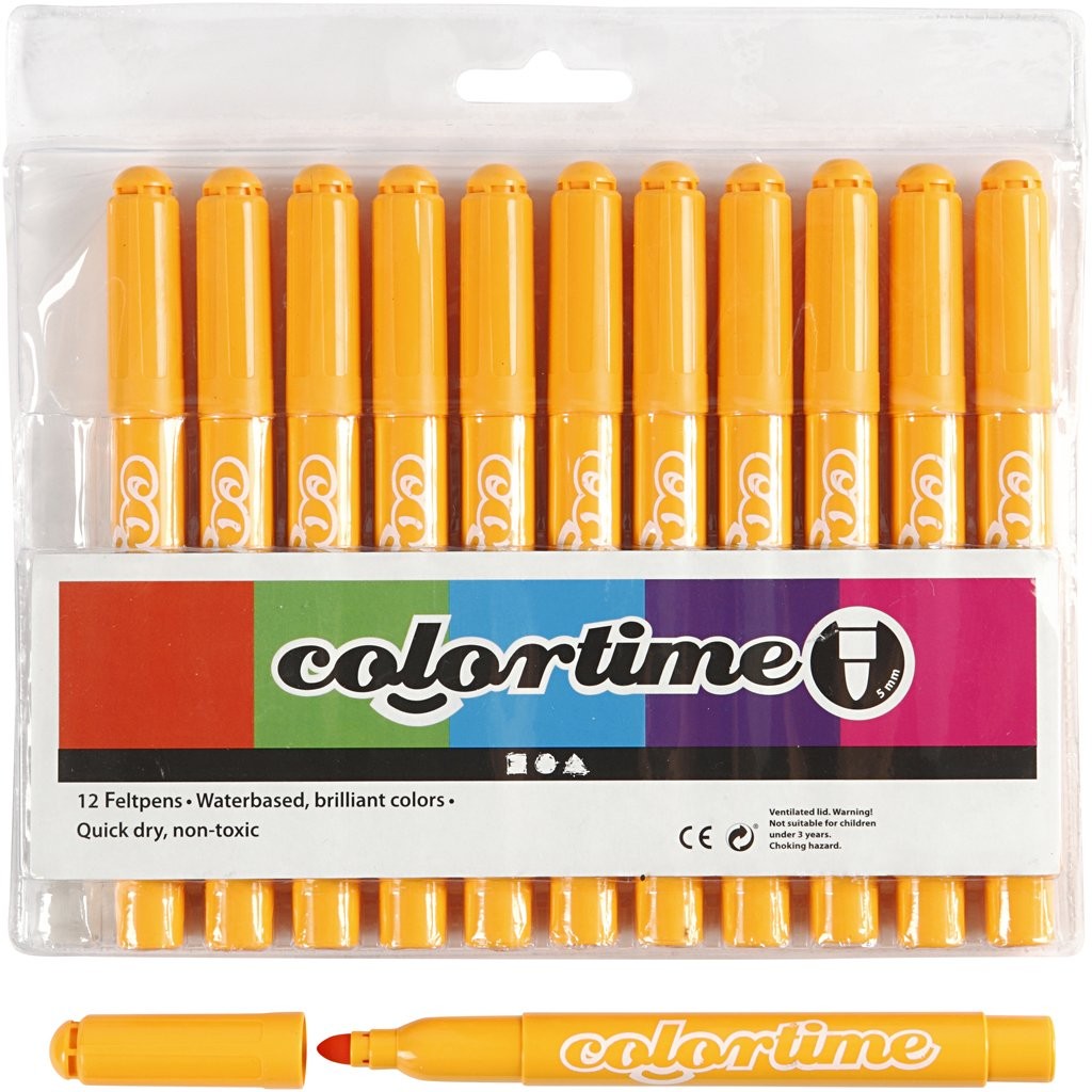 Маркер Colortime, линия 5 мм, теплый желтый, 12 шт