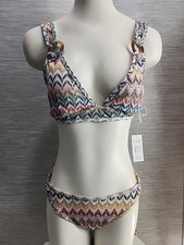 NWT Cupshe Two Piece Bikini Medium White Yellow Pink Black Green Blue Geometric
