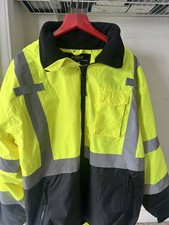 Men's Class 3 Hi-Vis Heavy Duty Rain Jacket - Lime, Large Industrial Coat