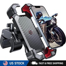 Motorcycle Phone Mount Auto Lock 100mph Military Anti-Shake Bike Phone Holder US