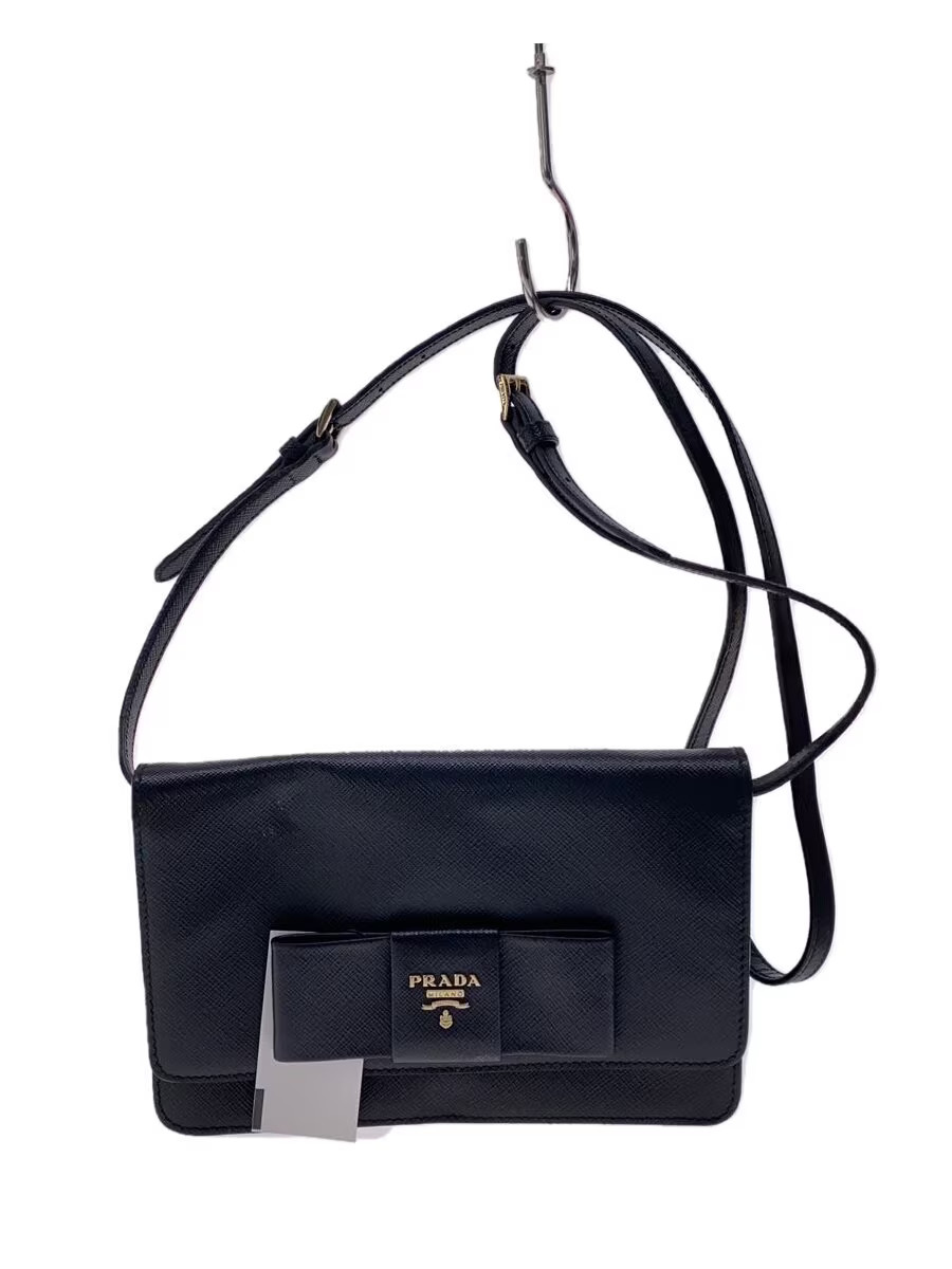 RARE Prada Ribbon Saffiano Leather Shoulder Bag Black