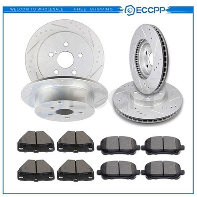 For Toyota Matrix 03 - 2008 Front And Rear Brake Rotors & Metallic Pads Slotted