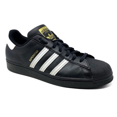 Adidas Superstar Sneakers Men s 13 Black Gold Leather Retro Classic Shell Toe