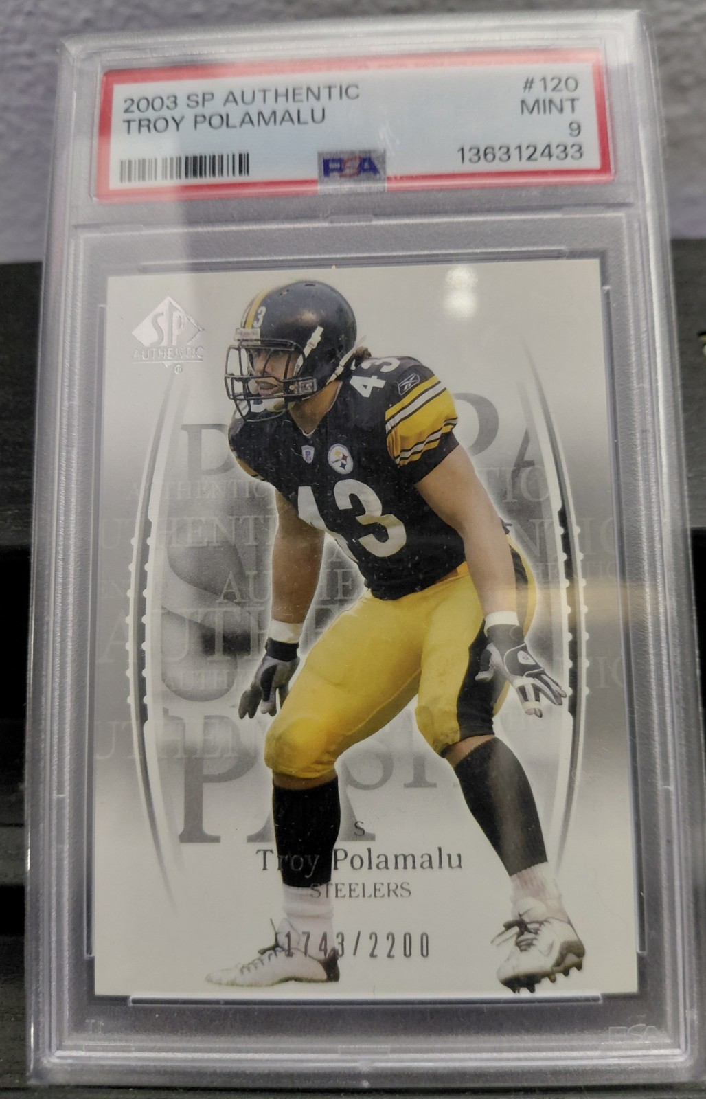 2003 SP Authentic - Troy Polamalu #120 1743/2200 (RC) PSA 9