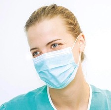 100 x Surgical Style Face Masks , Effective Filtration , Soft Strap Blue Masks