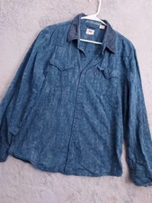 Levis Outerknown Shirt Mens Large Chambray Western Cowboy Heather Blue Outdoor