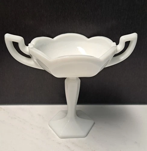Vintage Westmoreland Milk Glass Keystone Colonial Compote Candy Nut Dish