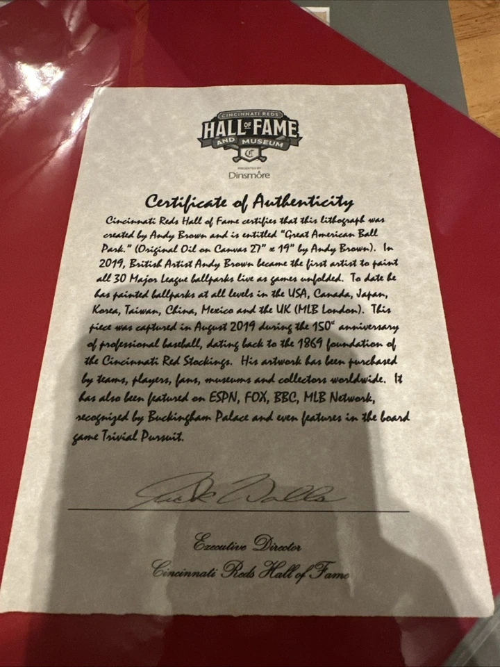 Cincinnati Reds Great American Ball Park Lithograph 14x11 With Mat - Image 4 of 4