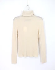 ENZA COSTA Cashmere Rib Turtleneck Sweater Chalk S $395 D1