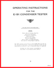 Allen Electric E-191 Condenser Tester Operating Instructions