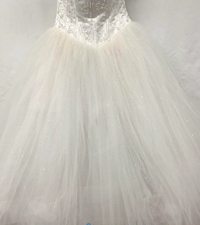 Michaelangelo White Strapless Tulle Wedding Dress Ball Gown NT8017 Size 10 - Image 4 of 4