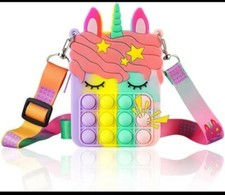 Rainbow Unicorn Purse for Kids Silicone Simple Shoulders Wallet Toy Outdoors