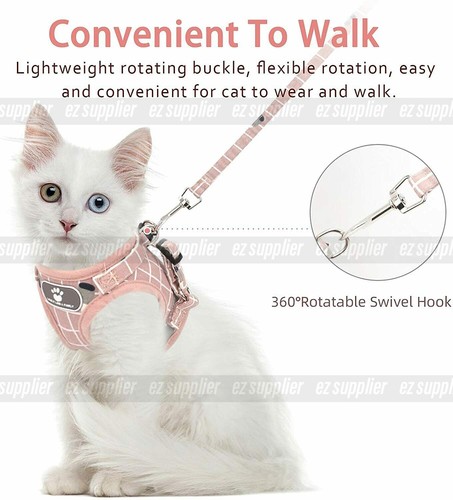 Kitten Dog Cat Walking Harness Lead Leash Collar Pet Vest Mesh Adjustable HOT - Picture 4 of 14