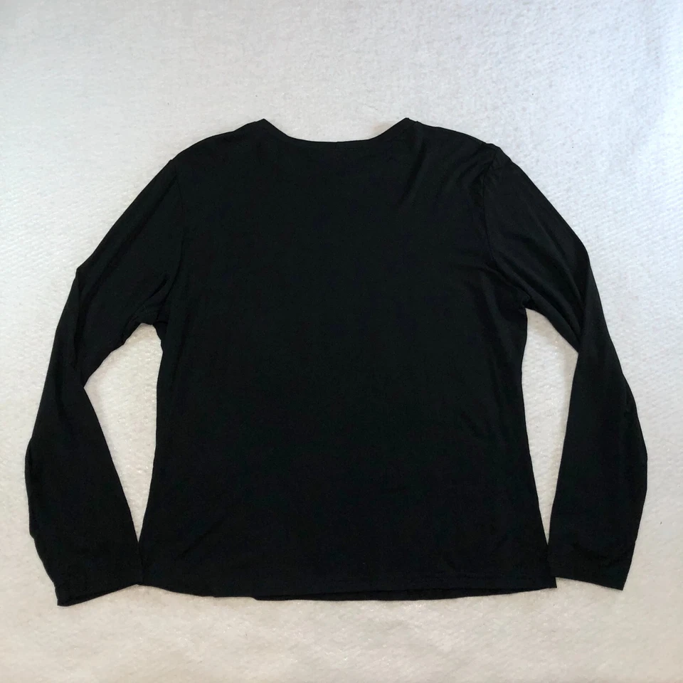 Blusa para mujer Suzanne Somers talla L negra elástica cuello redondo manga larga nueva sin etiquetas Foto 4 de 4