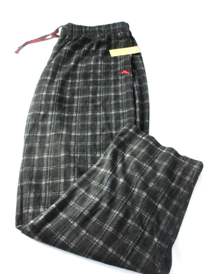 Tommy Bahama Men's Black Grey Plaid Soft Fleece Relax Lounge Sleeping Pants NWT - Image 2 of 4