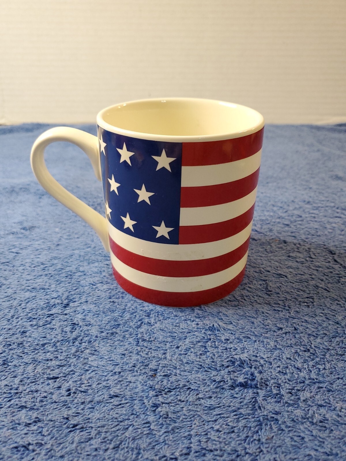 Taza de café LRL Lauren Ralph Lauren bandera de Hampton roja blanca y azul patriótica