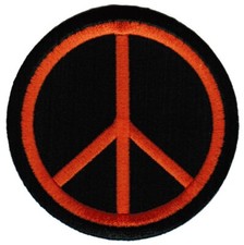 PEACE SIGN PATCH HIPPIE SUMMER LOVE orange embroidered iron-on APPLIQUE EMBLEM