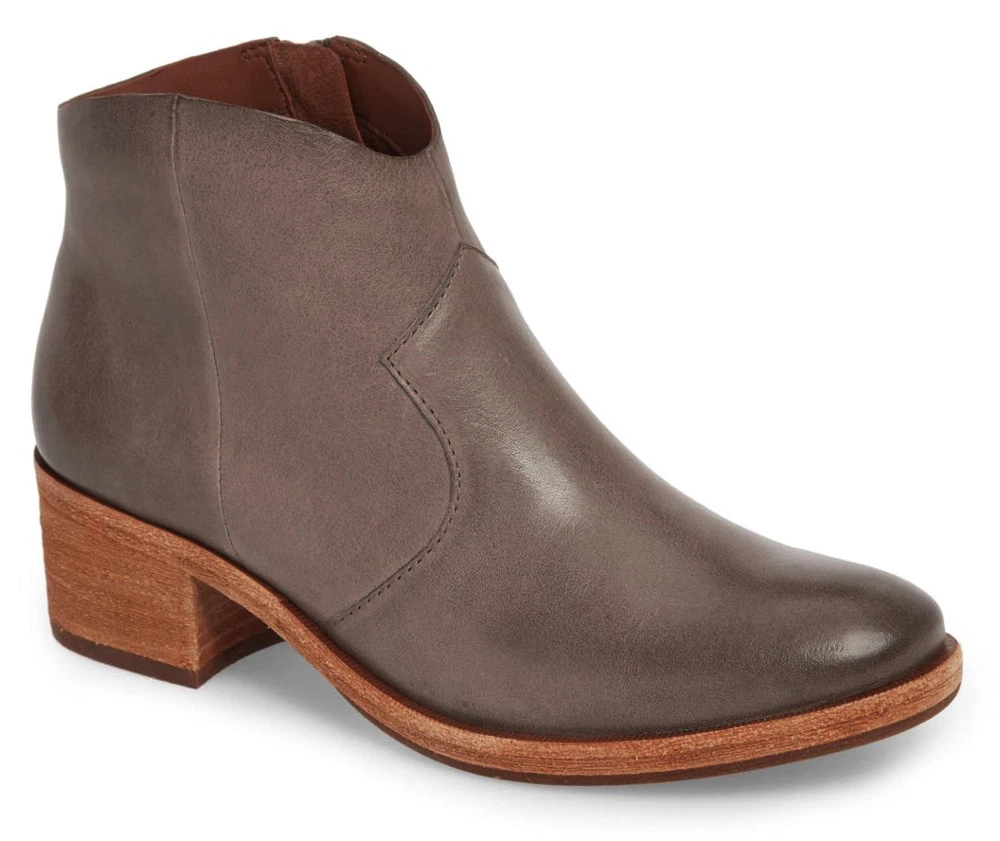 NIB Kork Ease Casper Ankle Grey Leather Block Heel Bootie Boot