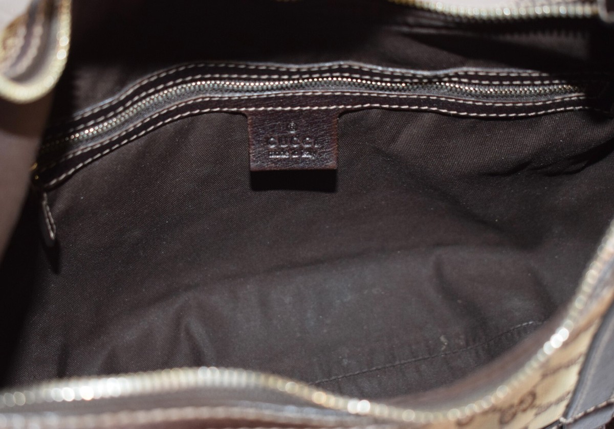Vintage Gucci GG Royal Canvas & Leather Hobo Dark Brown Zip