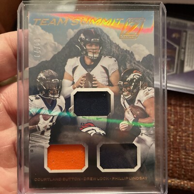 Sutton/Lock/Lindsay 2020 Zenith Broncos Team Summit #04/50 No.TS-DEN Relic Card