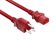 Universal Power Cord IEC320 C13 to NEMA 5-15P , Red - 1 / 2 / 3 / 4 / 6 / 10 ft