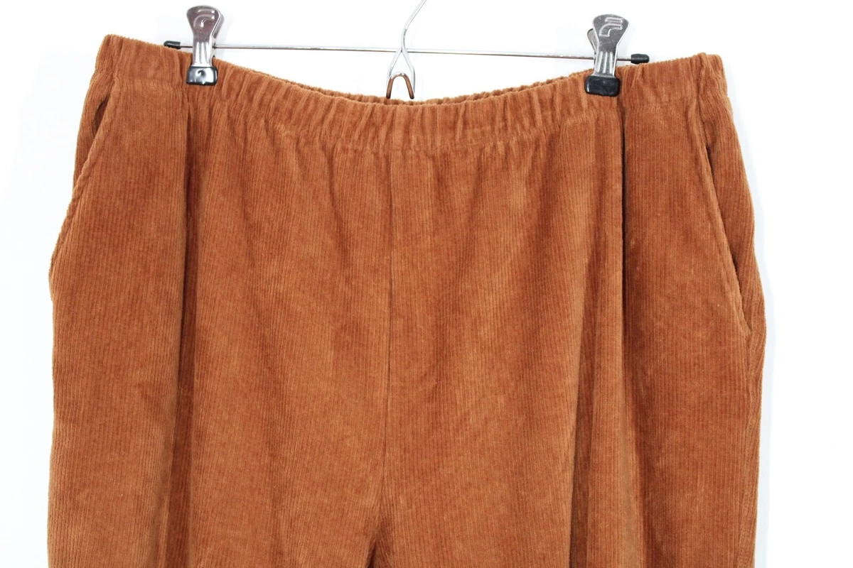 Lands End L 14 16 Brown Corduroy Pull On Sport Knit High Rise Crop
