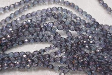 Czech Fire Polished 4mm round faceted glass beads- Luster