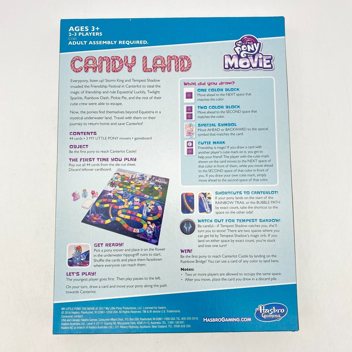 My Little Pony Candy Land Instructions Insert Rules 2016 