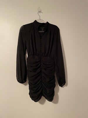 harlow ruched mini dress House of Harlow 1960 Black Metallic Ruched black Mini Dress size 4
