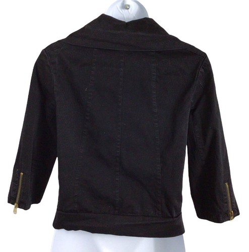 Chaqueta de motocicleta negra TCEC talla S con cremallera completa bolsillos 3/4 mangas cuello plegable - Imagen 7 de 7