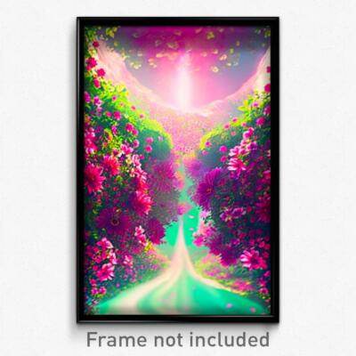 Pixel Art Poster - Flowery Abyss (8 Bit Psychedelic Trippy Video Game Print)