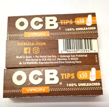 Rolling Tips OCB Virgin Unbleached 50 Tips - 3 Packs