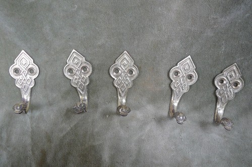 5 x Altmessing Kleiderhaken Messing Kleiderbügel ausgefallenes Design